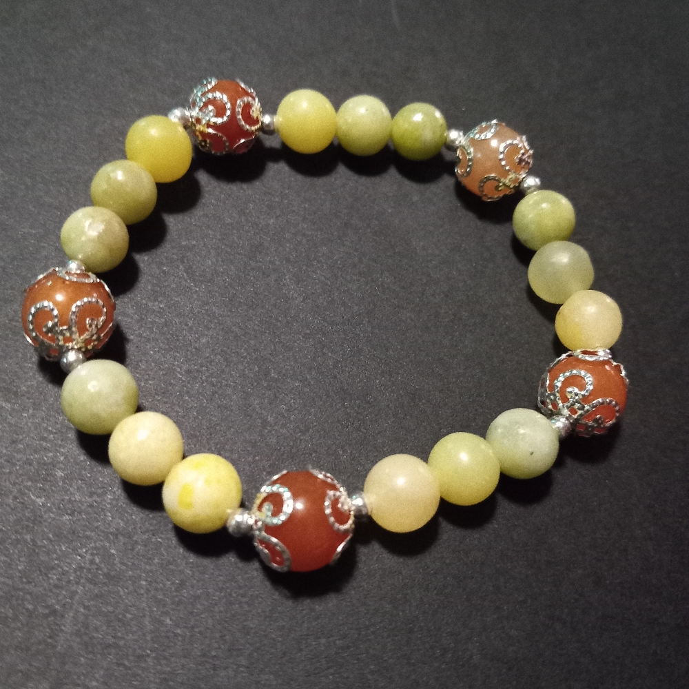 Citrine & Agate Beaded Bracelet